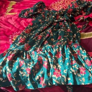 Draper James Teal Floral Kids Dress
